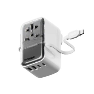 MOMAX 1-World+ Flow 4-Port Travel Charger With Built-In USB-C Cable 35W
